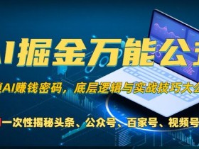 AI掘金万能公式!一个技术玩转头条、公众号流量主、视频号分成计划、支付宝分成计划,不要再被割韭菜【揭秘】