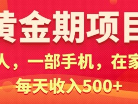 在家就可以做的黄金期项目,一个人,一部手机日入5张