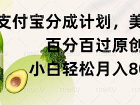 支付宝分成计划,美食赛道,百分百过原创,小白轻松月入8000+
