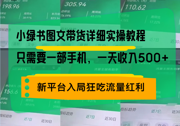 (13509期)小绿书图文带货详细实操教程,只需要一部手机,一天收入500+,轻松变现