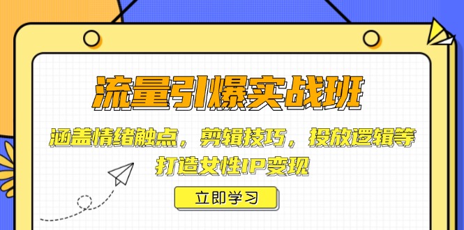 (14008期)流量引爆实战班,涵盖情绪触点,剪辑技巧,投放逻辑等,打造女性IP变现
