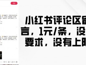小红书评论区留言,1元条,没有要求,没有上限