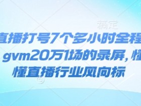 抖音直播打号7个多小时全程录屏24年,gvm20万1场的录屏,懂的都懂直播行业风向标