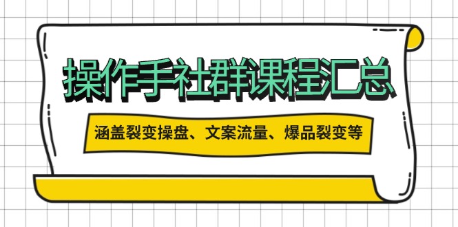 (14104期)操作员社群营销课程内容归纳,包含裂变式股票操盘、创意文案总流量、爆款裂变式等多个方面具体内容