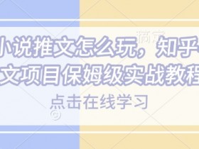 知乎小说推文怎么玩,知乎小说推文项目保姆级实战教程