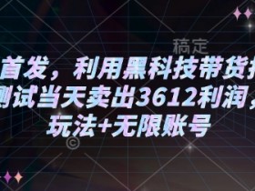 2025首发,利用黑科技带货打法,小白测试当天卖出3612利润,矩阵玩法+无限账号【揭秘】
