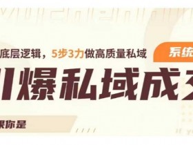 引爆私域成交力系统课,打通底层逻辑,5步3力做高质量私域