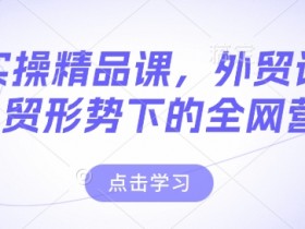 外贸实操精品课,外贸谈判,新外贸形势下的全网营销