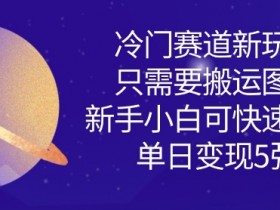 冷门赛道新玩法,只需要搬运图片,新手小白可快速上手,单日变现多张