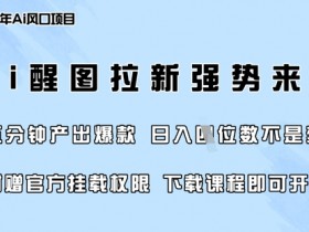 零门槛,AI醒图拉新席卷全网,5分钟产出爆款,日入四位数,附赠官方挂载权限