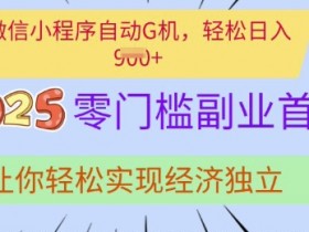 0门槛副业首选,微信小程序挂JI,让你轻松实现经济独立【揭秘】