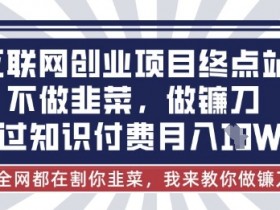 互联网创业尽头-不做韭菜,做镰刀,通过知识付费月入10个【揭秘】