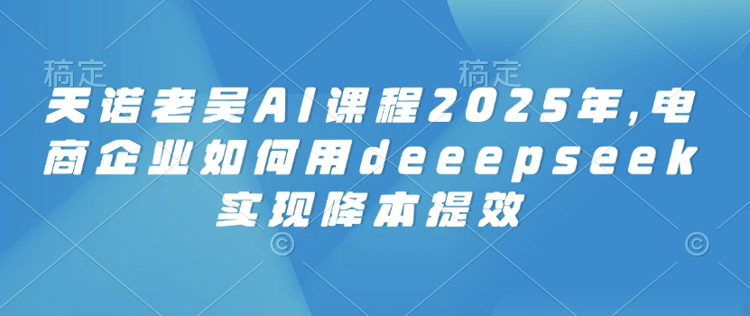 天诺老吴AI课程2025年,电商企业如何用deeepseek实现降本提效