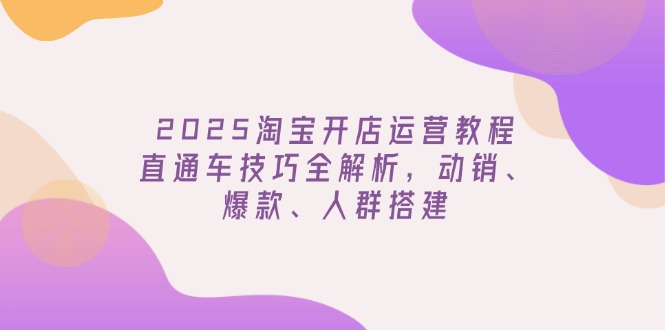 (14389期)2025淘宝开店运营教程更新,直通车技巧全解析,动销、爆款、人群搭建