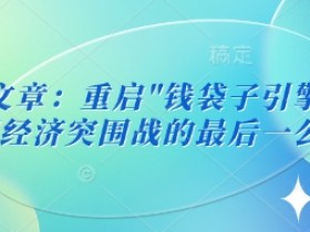 付费文章:重启”钱袋子引擎”:中国经济突围战的最后一公里