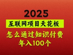 2025项目天花板,普通怎么通过知识付费翻身,年入百个【揭秘】