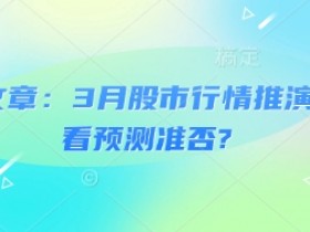 付费文章:3月股市行情推演,看看预测准否?