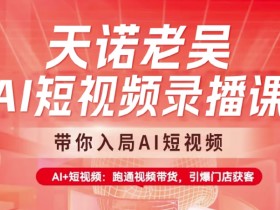 天诺老吴AI短视频录播课,带你入局AI短视频,AI+短视频,跑通视频带货