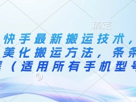3月快手最新搬运技术,魔法+美化搬运方法,条条出同框(适用所有手机型号)