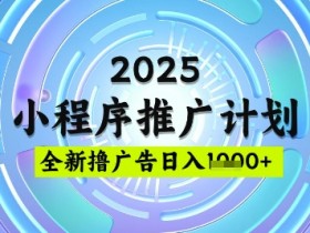 2025微信小程序推广计划,撸广告玩法,日均5张,稳定简单【揭秘】