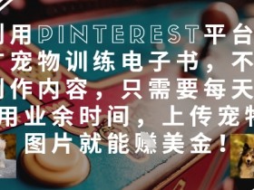 利用Pinterest平台推广宠物训练电子书,不用创作内容,只需要每天利用业余时间,上传宠物图片就能挣美金!