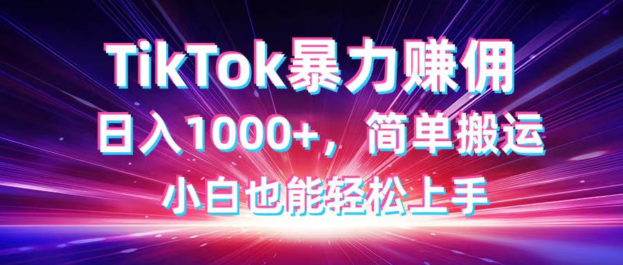 (14402期)TikTok运送暴力行为赚佣,日入1000 ,简易运送,新手也可以快速上手