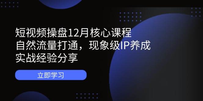小视频股票操盘12月主干课程:自然搜索流量连通,卓越IP培养,实践经验共享