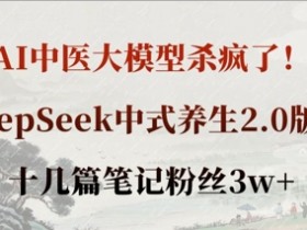 AI中医大模型杀疯了!DeepSeek中式养生2.0版本,十几篇笔记粉丝3w+