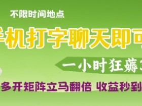 手机打字聊天即可挣钱,一小时狂薅3张,多开矩阵立马翻倍,收益秒到账【揭秘】