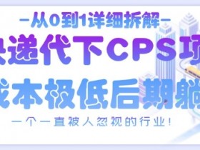 从0到1详细拆解快递代下CPS项目,一个一直被人忽视的行业!