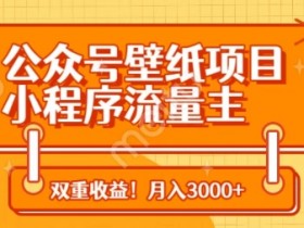 公众号壁纸项目,小程序流量主双收益,月入3000+