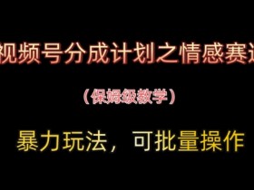 视频号分成计划之情感赛道暴力玩法,可批量操作,保姆级教学