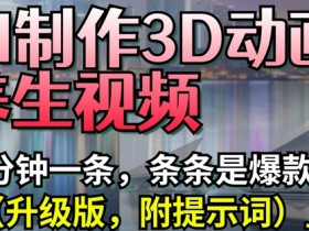 AI制作3D动画养生视频,三分钟一条,条条是爆款(升级版,附提示词)