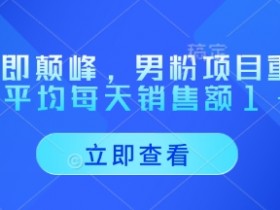 重回即颠峰,男粉项目重磅回归,平均每天销售额1-4W