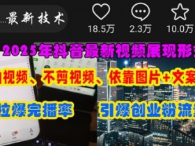 抖音最新视频展现形式,不拍视频、不剪视频、依靠图片+文案助推热门,引爆创业粉