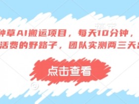 得物种草AI搬运项目,每天10分钟,也能挣生活费的野路子,团队实测两三天出单