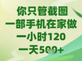 你只管截图,一部手机在家做,苹果安卓都可以,一天5张+【揭秘】