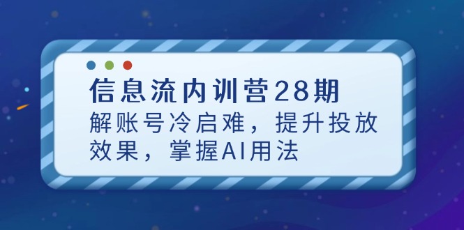 (14535期)信息流广告内部培训营28期,解账户冷启难,提高投放效果,把握AI使用方法