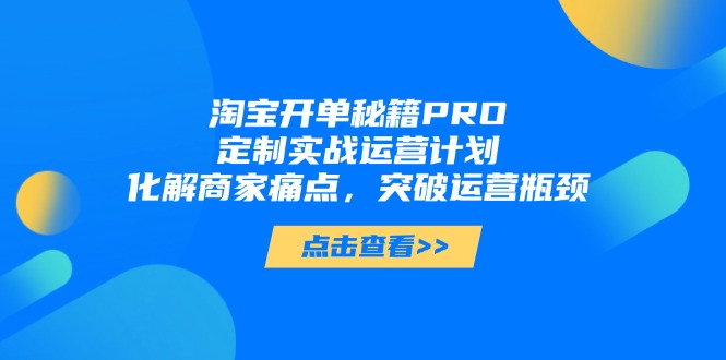 (14642期)淘宝开单秘笈PRO,订制实战演练运营方案,解决商户困扰,提升经营短板