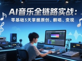 AI音乐全链路实战变现课:零基础3天掌握原创、翻唱、变现