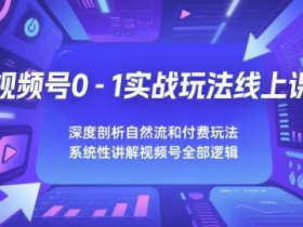 视频号0-1实战玩法线上课,深度剖析自然流和付费玩法,统性讲解视频号全部逻辑