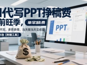 AI代写PPT挣稿费,目前旺季,单子做不完,多劳多得,当天做当天见收益,日入5张【附赠工具】