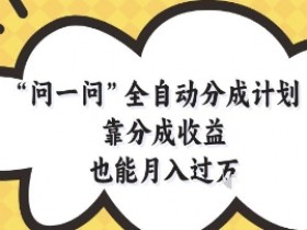 问一问全自动分成计划,靠分成收益也能月入过1W【揭秘】