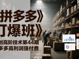 《拼多多打爆班》原创高阶技术第44期,拼多多高利润强付费