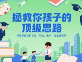 付费文章:拯救你孩子的顶级思路,彻底聊透他的学业、事业、未来,含金量满满