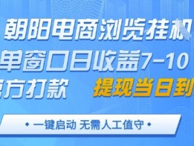 朝阳电商浏览挂G,单窗口日收益7-10,官方打款,单日提现到账,支持手机电脑【揭秘】