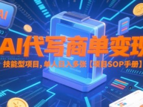 AI代写商单变现,技能型项目,单人日入多张 【项目SOP手册】