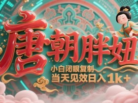 用AI克隆“唐朝胖妞”日更3条,平台疯狂推流,小白闭眼复制,当天见效,日入1k+