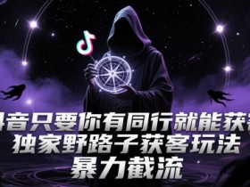 抖音只要你有同行就能获客,独家野路子获客玩法,暴力截流【揭秘】