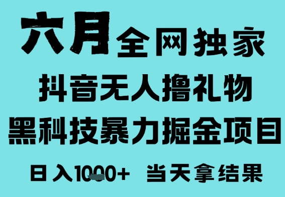 25年6月高爆抖音无人直播最新撸音浪掘金项目,门槛低小白可做,无脑日入1k,可矩阵放大【揭秘】